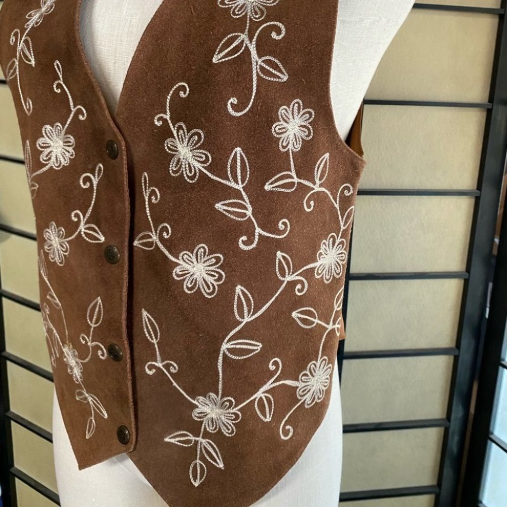Vintage Agapo Embroidered Leather Vest - Picture 4 of 8